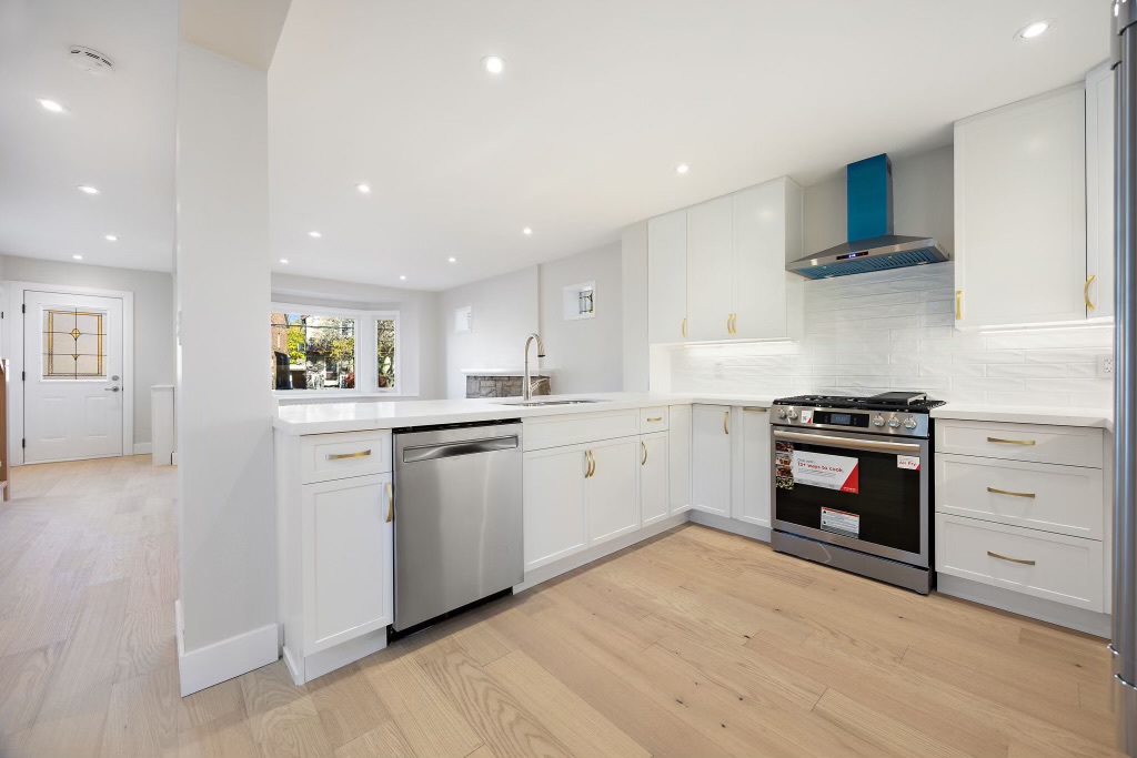 Open-concept kitchen after renovation